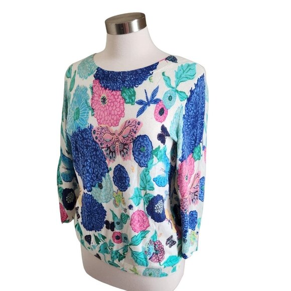 Talbots Womens Blouse Size Large Multicolor Floral Long Sleeve Pullover Top - Picture 2 of 13